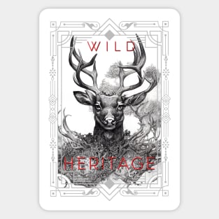 Stag Deer Wild Nature Illustration Line Epic Illustration Line Art Sticker